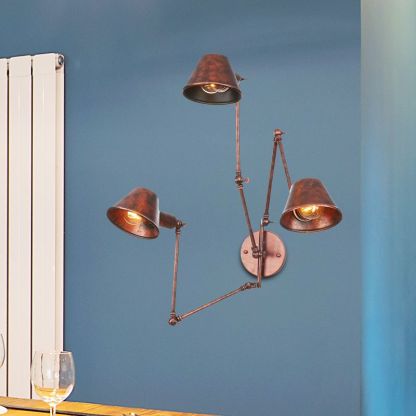 Rust Brady Adjustable Wall Lamp for Bedroom