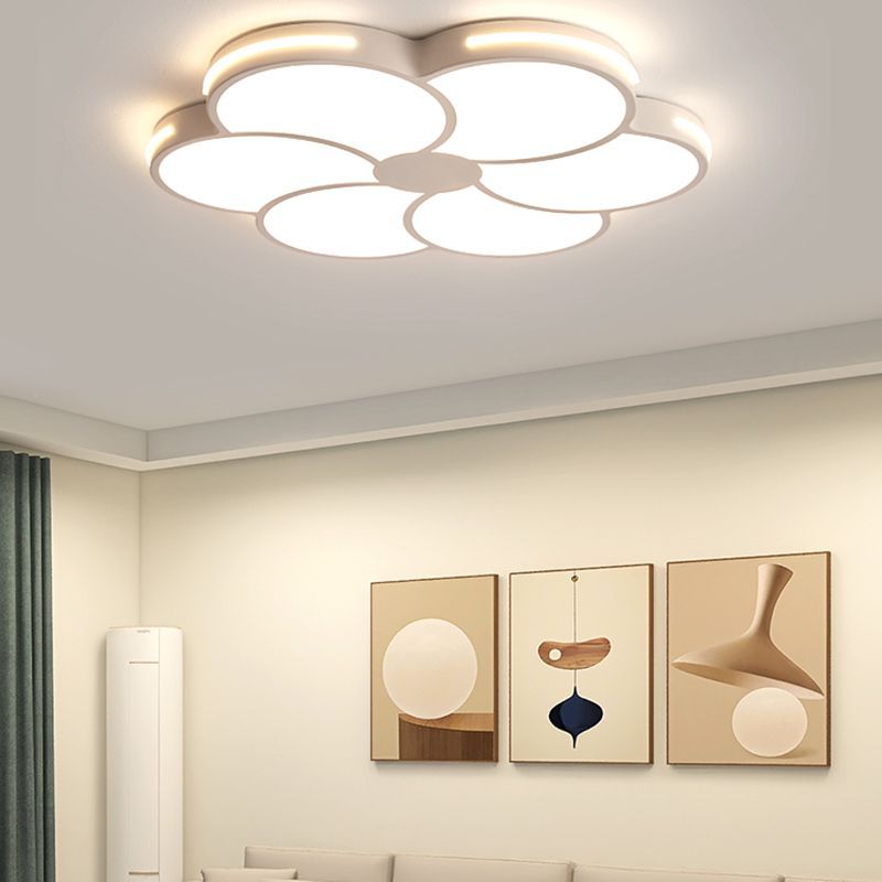 Modern flower-shaped ceiling light in living room setting
