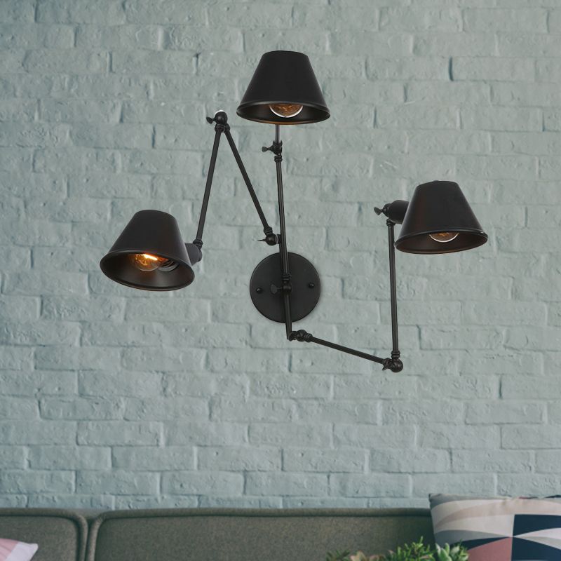 Black Brady Adjustable Wall Lamp for Bedroom Lighting
