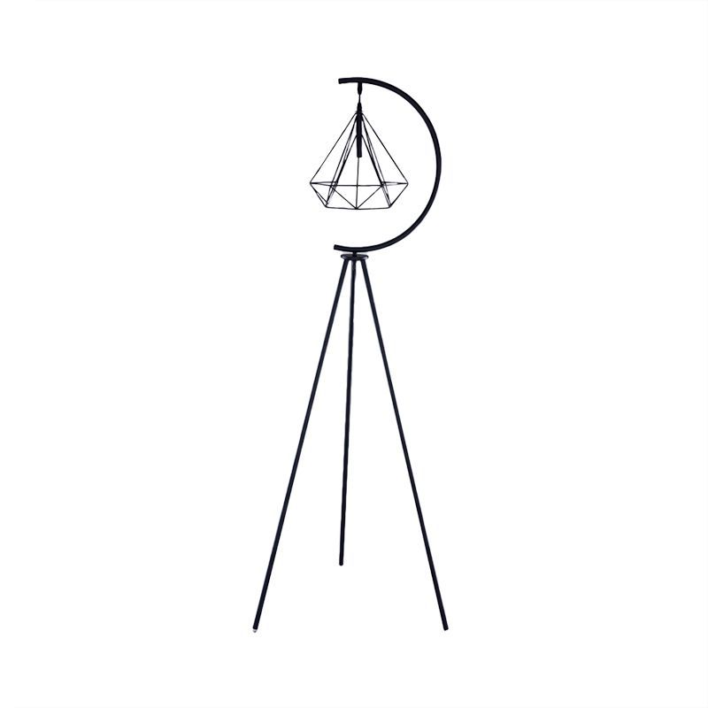 Eryn Diamond Floor Lamp - Modern Black Tripod Lighting