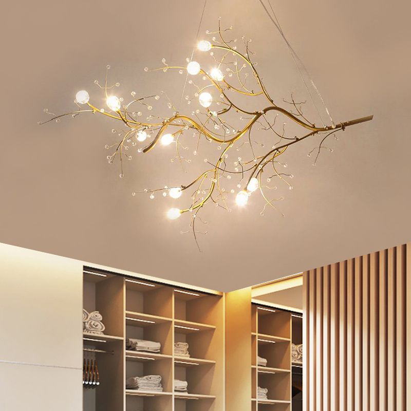 Olivia Branch Pendant Light, modern gold chandelier in living room