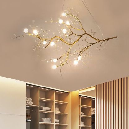 Olivia Branch Pendant Light, modern gold chandelier in living room