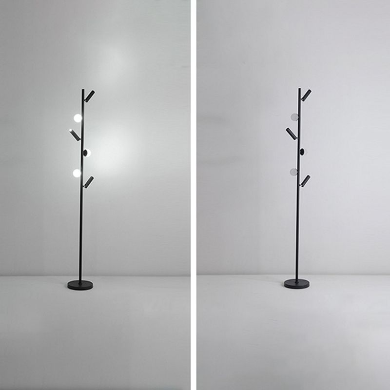 Cooley Multi-Head Floor Lamp: Black Metal & Acrylic
