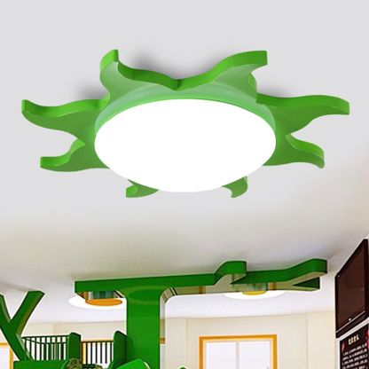 Green Freja Sun Ceiling Light fixture in bedroom