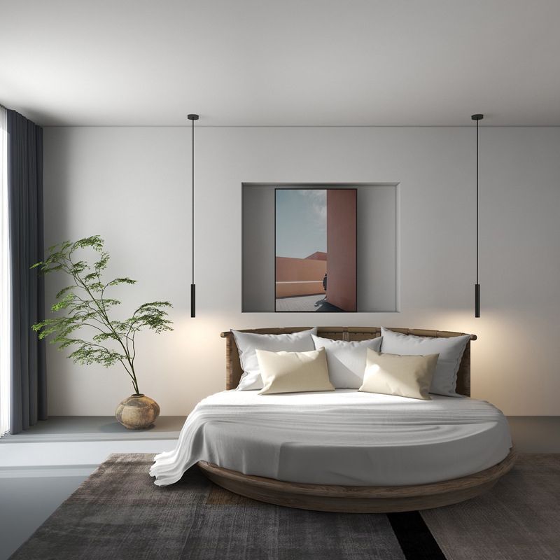 Sanna Minimalist Pendant Lights over Round Bed