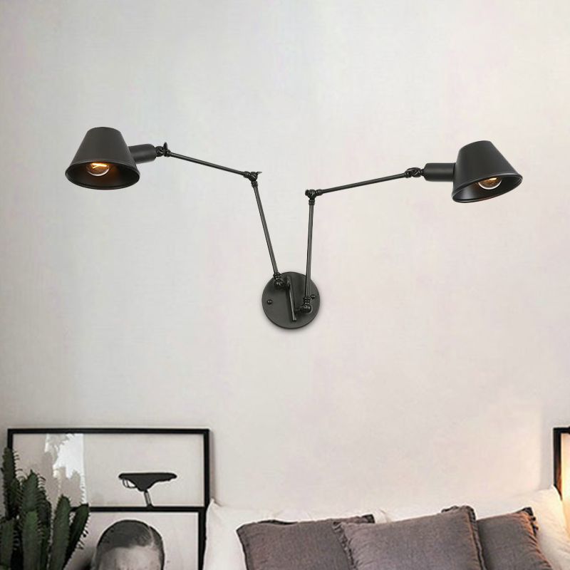 Black Brady Adjustable Metal Wall Lamp for Bedroom Lighting