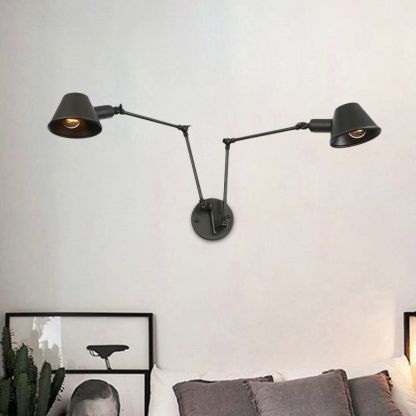 Black Brady Adjustable Metal Wall Lamp for Bedroom Lighting
