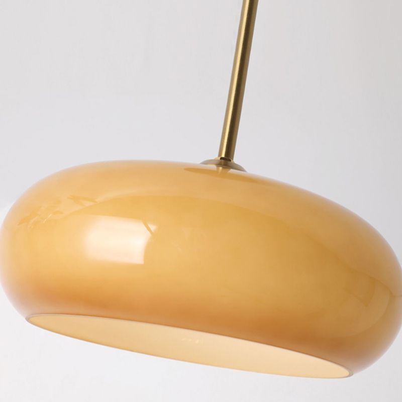 Hailie amber glass flush mount. Modern ceiling light fixture.