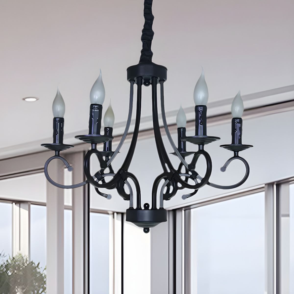 Black metal chandelier - Vintage design for Lassola