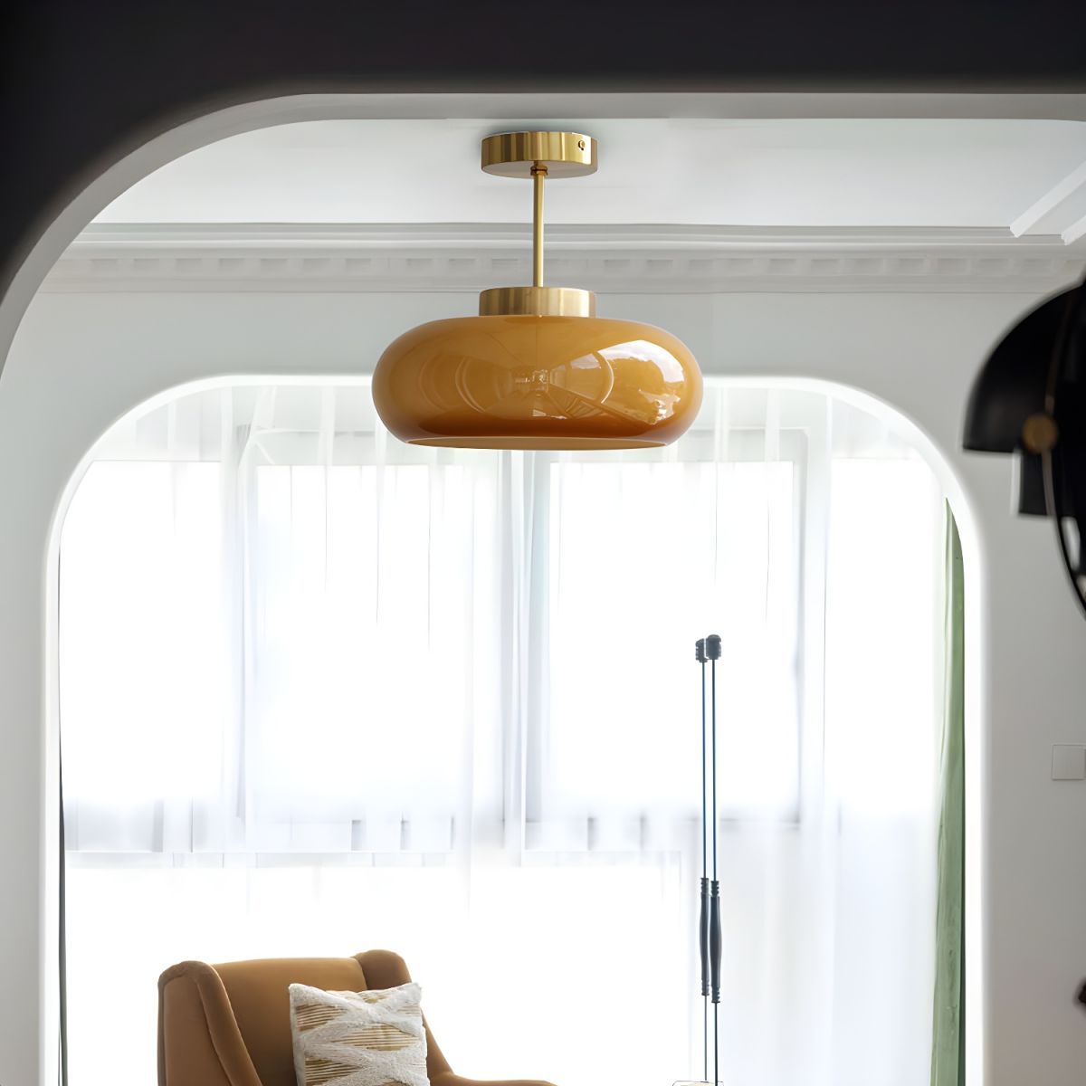 Sanna Modern Semi Flush Mount Ceiling Light, warm glow in a room