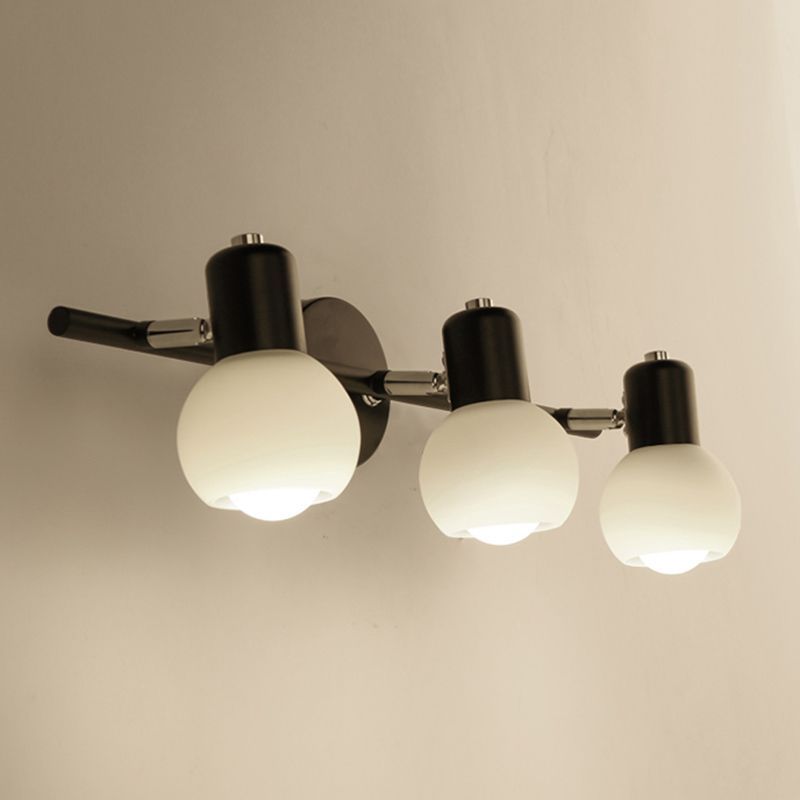 Valentina wall lamp with three glass globes, metal fixture