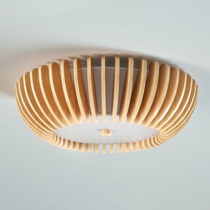 Ozawa LED ceiling light: Wooden pumpkin design for living room or kitchen.