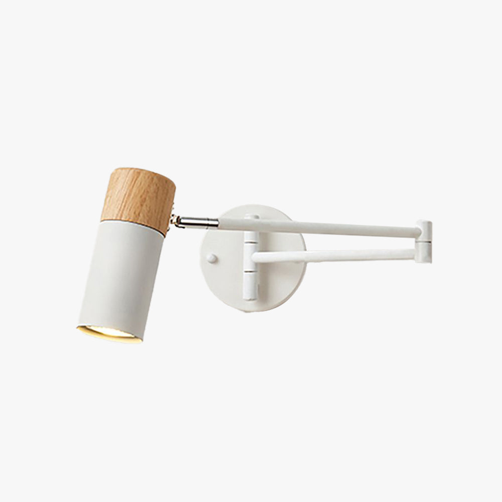 Ozawa Nordic Can Shaped Adjustable Wall Lamp, Metal and Wood