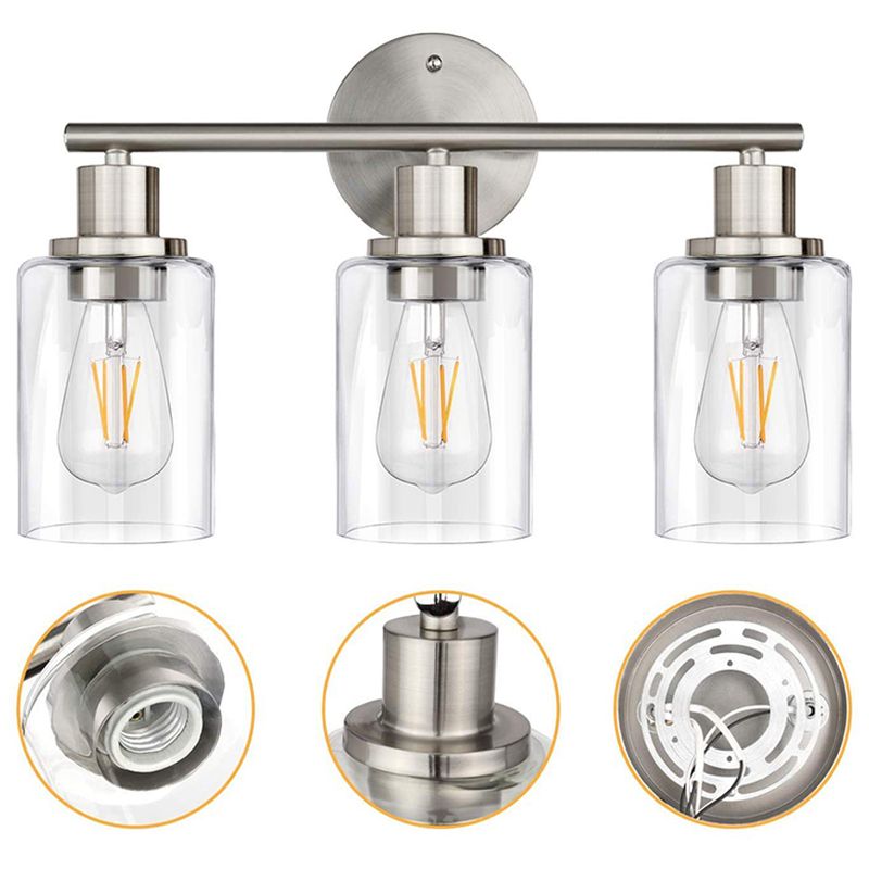 Alessio nickel 3-light glass wall lamp. Modern bathroom lighting.