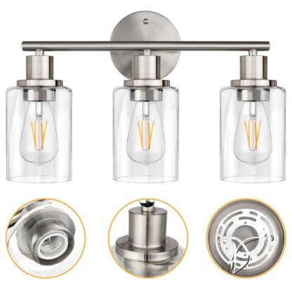 Alessio nickel 3-light glass wall lamp. Modern bathroom lighting.