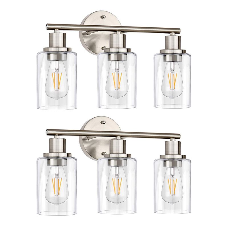 Alessio nickel wall lamp with clear glass shades.