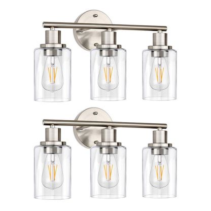 Alessio nickel wall lamp with clear glass shades.
