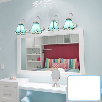 Blue Flower Wall Lamps above Vanity - Las Sola Lighting
