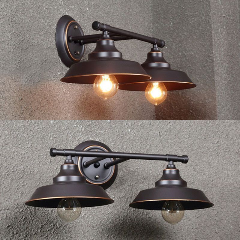 Alessio Retro Wall Lamp - Double Bowl Cast Iron Fixture