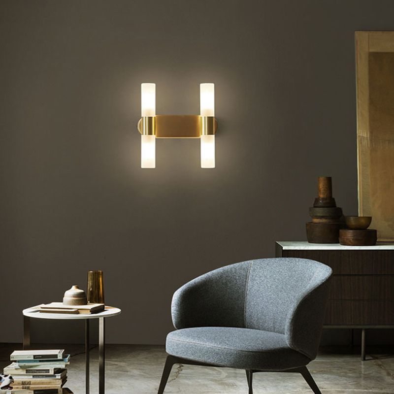 Leigh Modern Cylindrical Metal LED Wall Lamp illuminating room