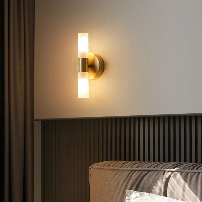 Leigh Modern Gold LED Wall Lamp in Bedroom Setting