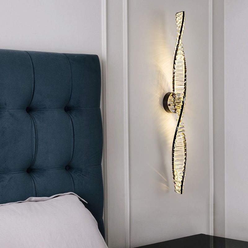 DNA Crystal Wall Lamp illuminating bedroom, modern lighting