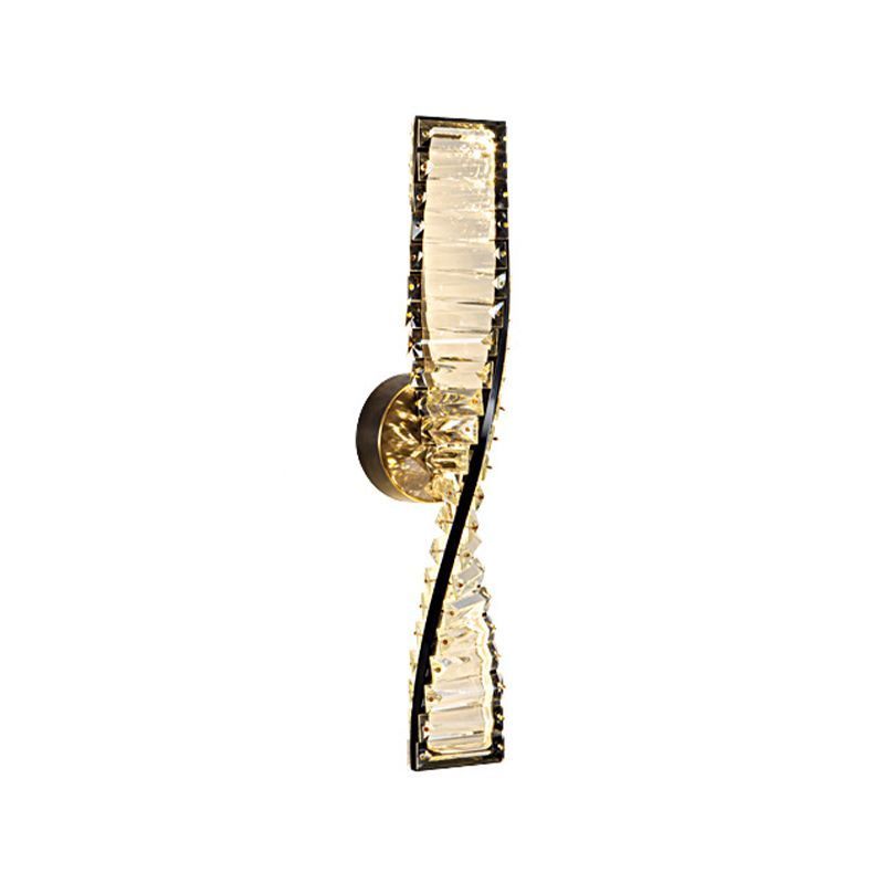 Gold and crystal DNA shaped wall lamp