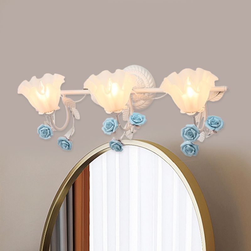 Félicie Flower Wall Lamp with Blue Roses