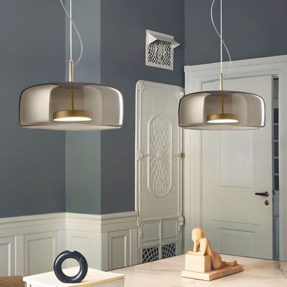 Smoky glass pendant lights for kitchen island lighting. Minimalist Cylindrical Metal/Glass Pendant Light, Kitchen
