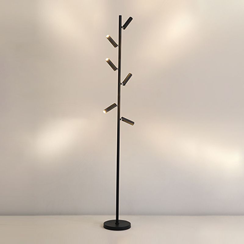 Cooley multi-head floor lamp, black finish.