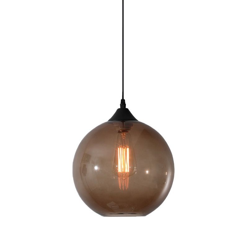 Hailie Brown Glass Globe Pendant Light, modern lighting fixture