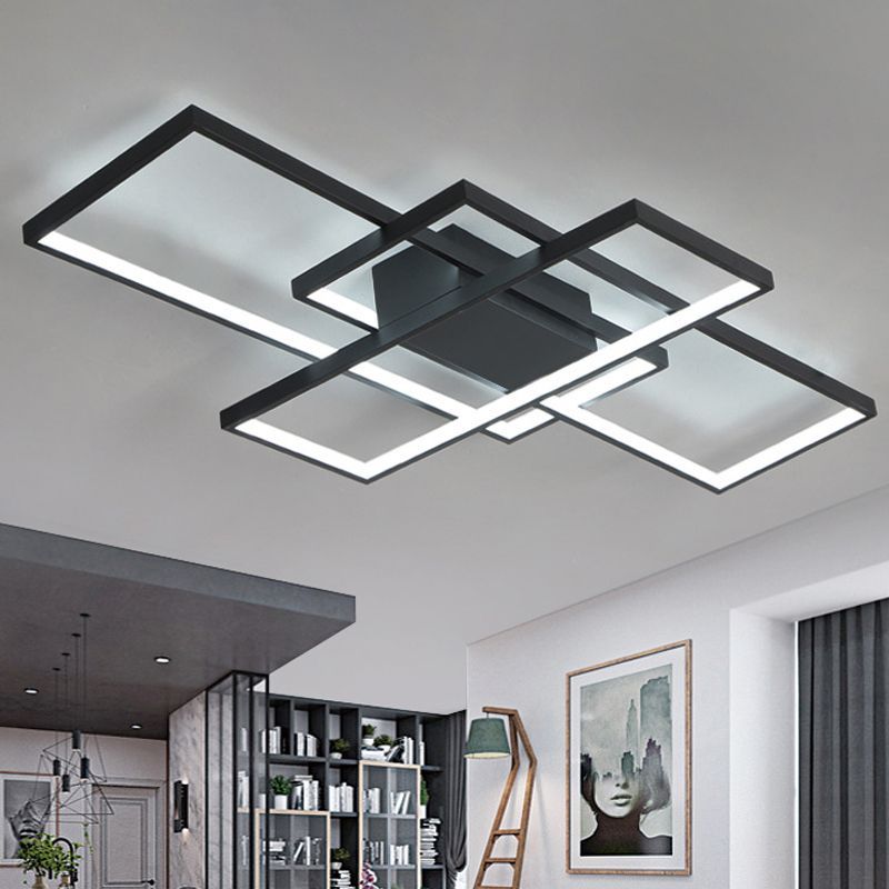Black Bouvet rectangular ceiling light. Modern artistic design.