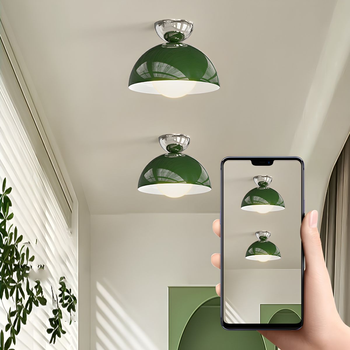 Green Valentina Dome Ceiling Light in Interior