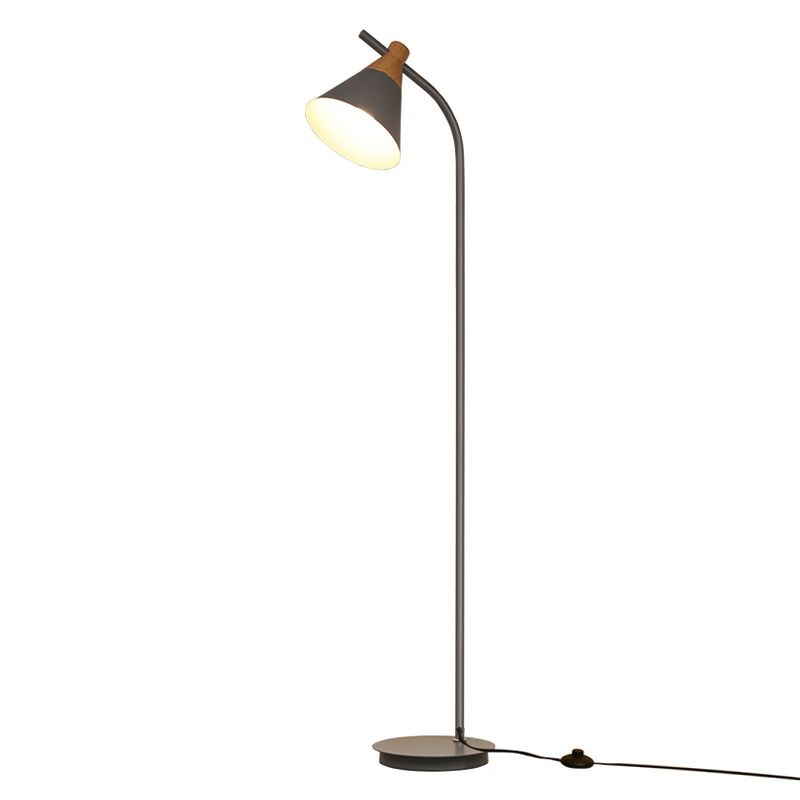 Gray metal Morandi floor lamp. Modern living room lighting.