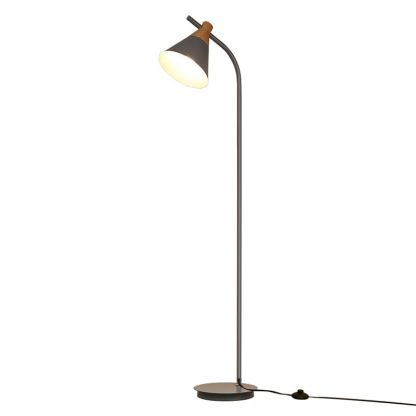 Gray metal Morandi floor lamp. Modern living room lighting.