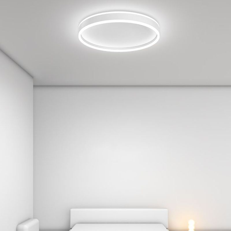 White Quinn LED Flush Mount Ceiling Light in Bedroom