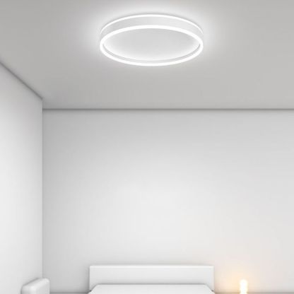 White Quinn LED Flush Mount Ceiling Light in Bedroom