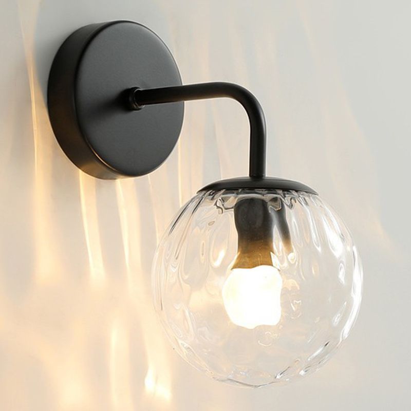 Valentina Vintage Bubble Wall Lamp with black metal finish