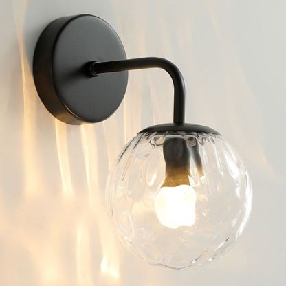 Valentina Vintage Bubble Wall Lamp with black metal finish