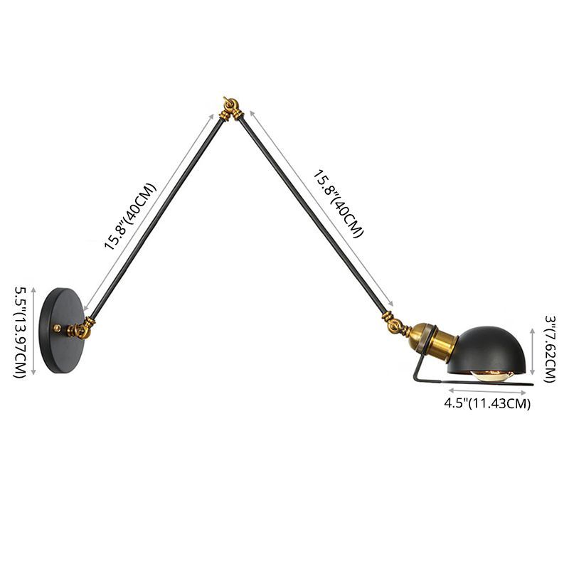 Brady Wall Lamp dimensions: adjustable metal dome light