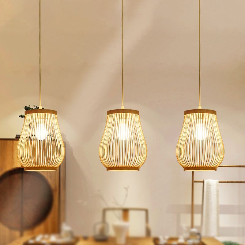 Muto bamboo pendant light, handmade weave design