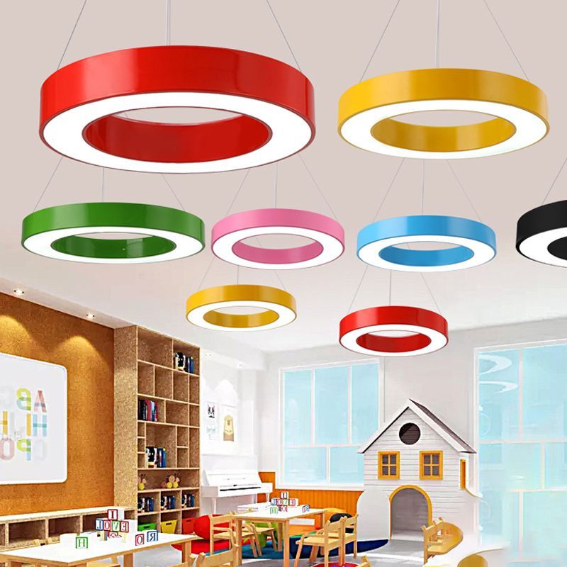 Colorful Morandi O Shape Pendant Lights in a Kid's Room