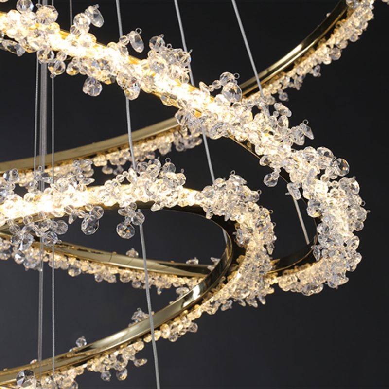 Close-up of a luxury crystal pendant light