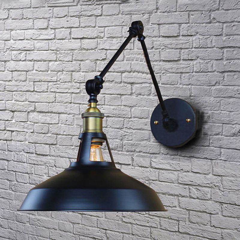 Brady metal wall lamp, black adjustable dome light
