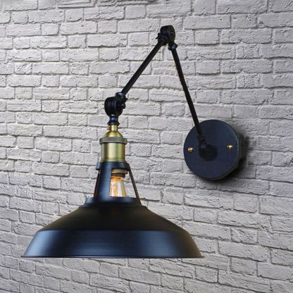 Brady metal wall lamp, black adjustable dome light