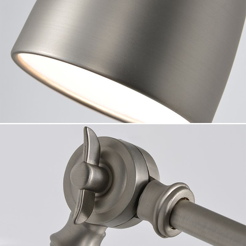 Close-up of Brady nickel adjustable wall lamp.