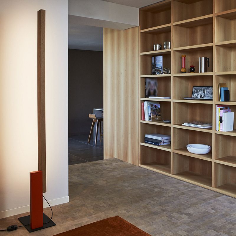 Minimalist Red Floor Lamp in Modern Interior