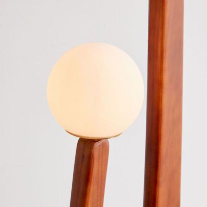 Avi Vintage Wood Floor Lamp with Glass Orb