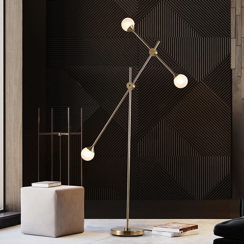 Orb Swing Arm Floor Lamp in Living Room