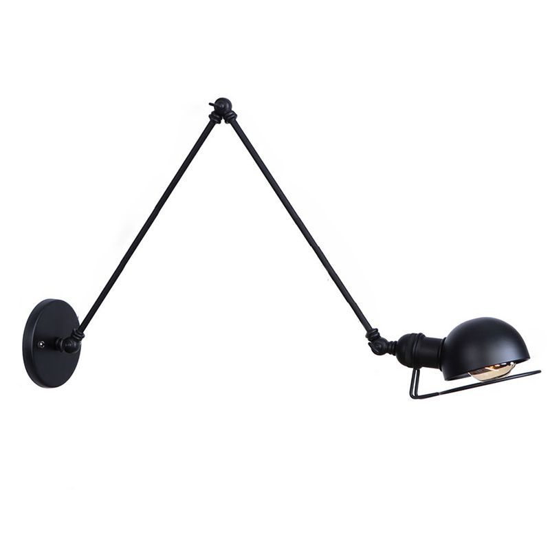 Black Brady Wall Lamp, Adjustable Dome Bedroom Lighting